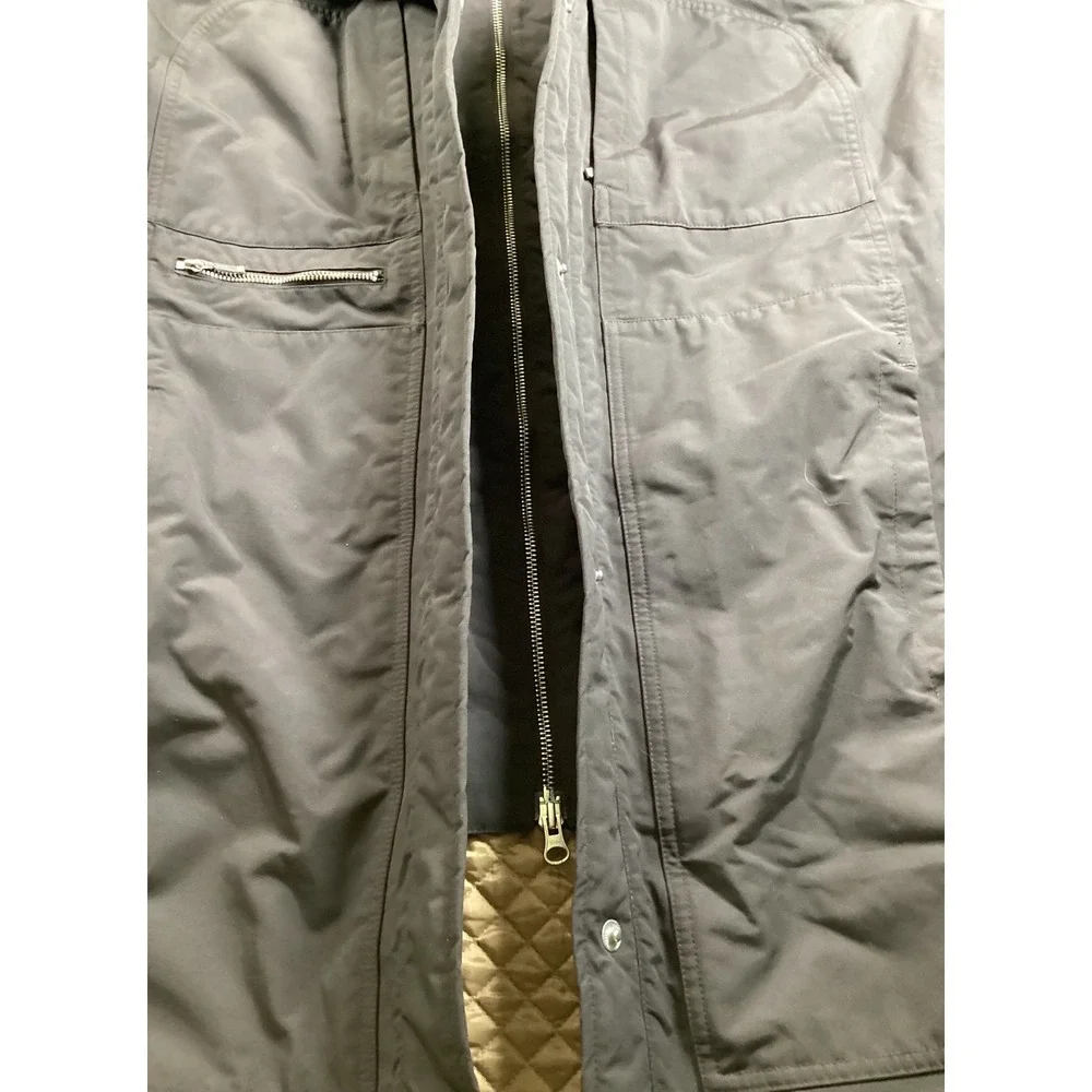 Lands End 1X Womens Dark Brown‎ Quilted Lined Hooded Parka Coat Water Resistant